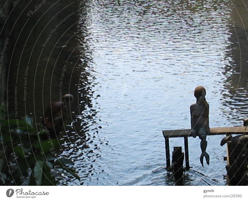 Meerjungfrau an der Gera Romantik Blauton Reflexion & Spiegelung Wasser Schatten Einsamkeit