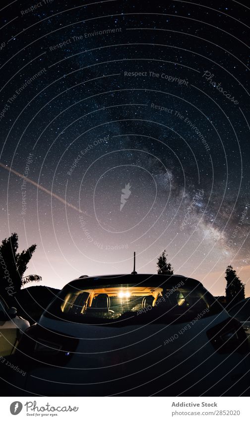 Milchstraße Galaxie Weg milchig Nacht Himmel Landschaft Berge u. Gebirge PKW sternenklar Weltall Hintergrundbild dunkel Natur Ferien & Urlaub & Reisen Stern