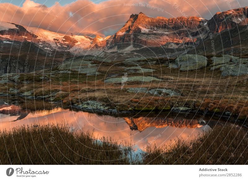 Pan du Lac, La Vampose, Französische Alpen Berge u. Gebirge Landschaft Natur Schweizer Gipfel See Europa Sommer Aussicht Eis blau Wasser Panorama (Bildformat)