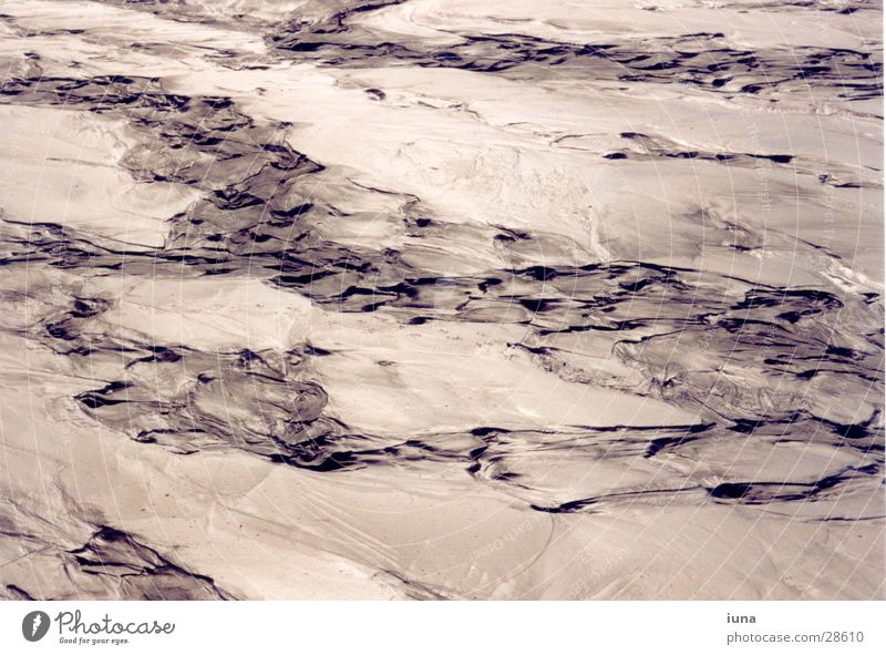 Schlamm Sommer braun weich nass kalt Lehm Muster gatsch schotterteich Strukturen & Formen Erde
