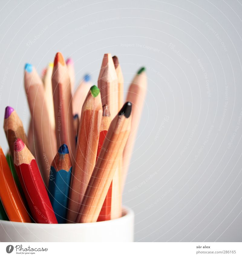 Farbauswahl Design Freizeit & Hobby malen zeichnen Kindergarten lernen Büroarbeit Medienbranche Werbebranche Schreibstift Farbstift blau braun mehrfarbig grün