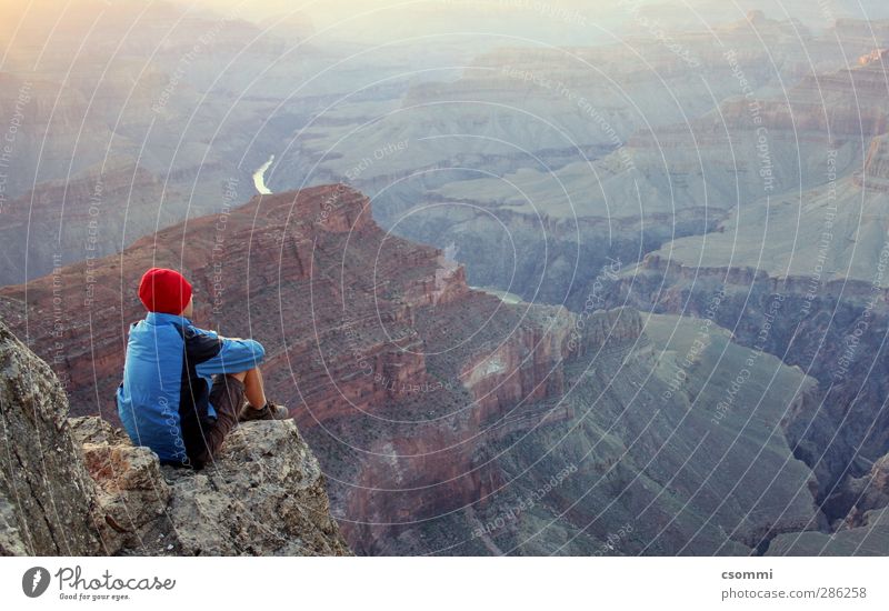 madrugada Ferne Freiheit ruhig Einsamkeit einzigartig Horizont Identität Ferien & Urlaub & Reisen träumen einfach Grand Canyon Schlucht Felsvorsprung
