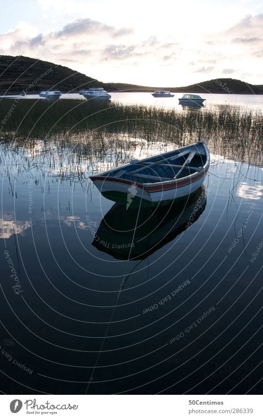 der ruhige See - the calm lake Wasser Boot Sonnenaufgang Ruhe Stille Wolken blau Reflexionen Einklang