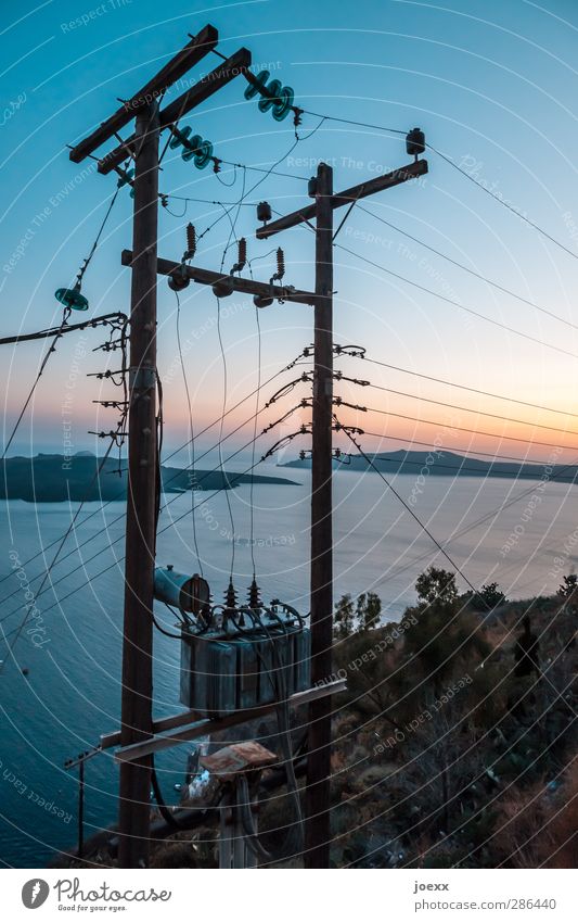 Kabel Fernsehen Technik & Technologie Telekommunikation Energiewirtschaft Energiekrise Landschaft Himmel Horizont Sonnenaufgang Sonnenuntergang Sommer Insel