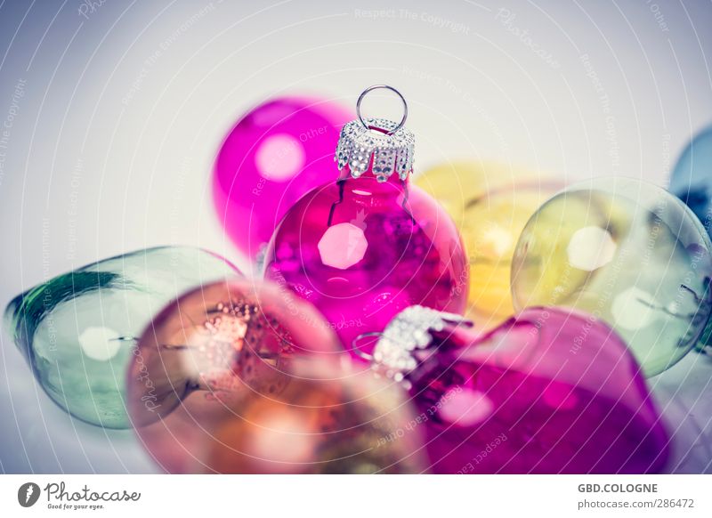 Baum gesucht (3) Dekoration & Verzierung Kitsch Krimskrams Glas Kugel klein gelb rosa Weihnachten & Advent Weihnachtsdekoration Baumschmuck Haken Dezember