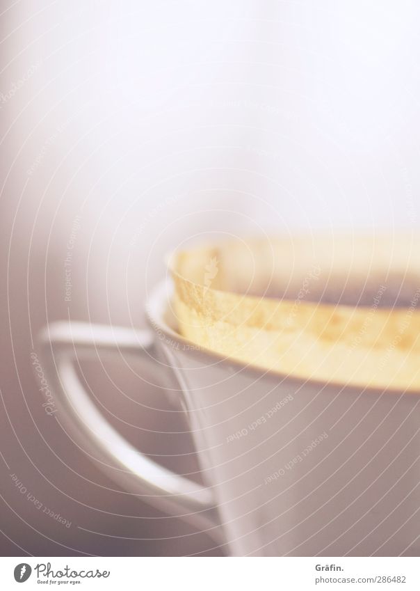 Kaffeepause Frühstück Kaffeetrinken Heißgetränk Tasse Erholung ruhig Duft heiß weiß Müdigkeit Durst Wellness Wasserdampf Farbfoto Innenaufnahme Menschenleer