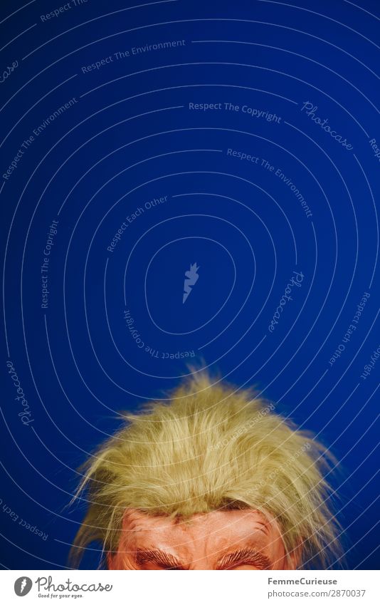 Hairstyle of a well-known politician maskulin 1 Mensch Politik & Staat Politiker Präsident blond Haare & Frisuren markant Donald Trump orange blau Stirn Kopf