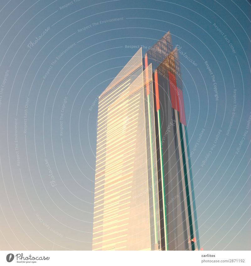 Sehtest Dubai Vereinigte Arabische Emirate Großstadt Hauptstadt Hochhaus Doppelbelichtung EXPO 2020 Spitze rot Kapitalwirtschaft Geld Bankgebäude Geldinstitut