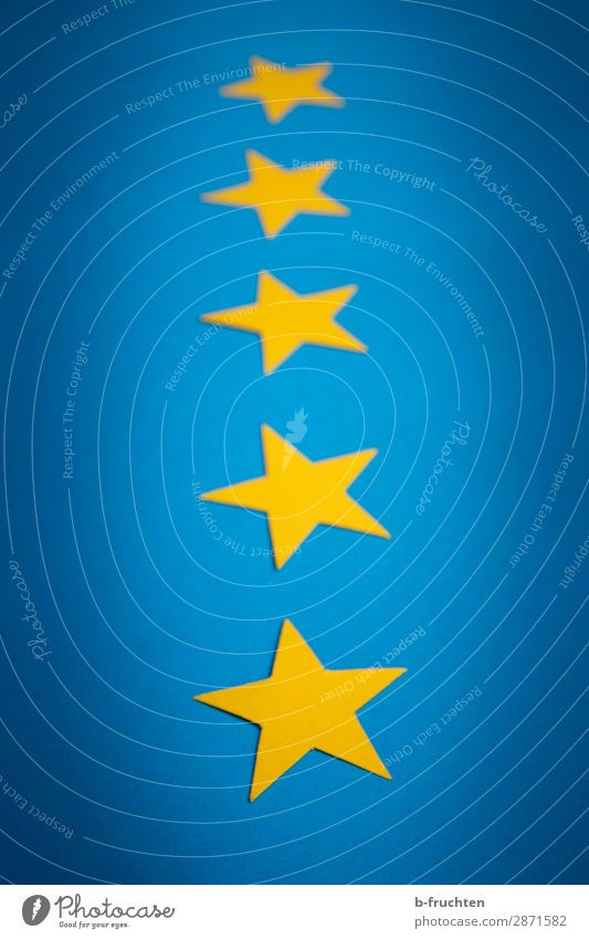 Fünf Sterne Wirtschaft Gastronomie Business Erfolg Zeichen wählen liegen blau gelb Stern (Symbol) Empfehlung 5 Reihe Basteln Europafahne Qualität