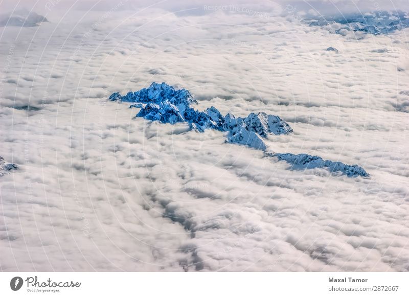 Alpen über den Wolken Ferien & Urlaub & Reisen Winter Schnee Berge u. Gebirge Natur Landschaft Himmel fliegen blau weiß Europa Frankreich Italien Adrenalin