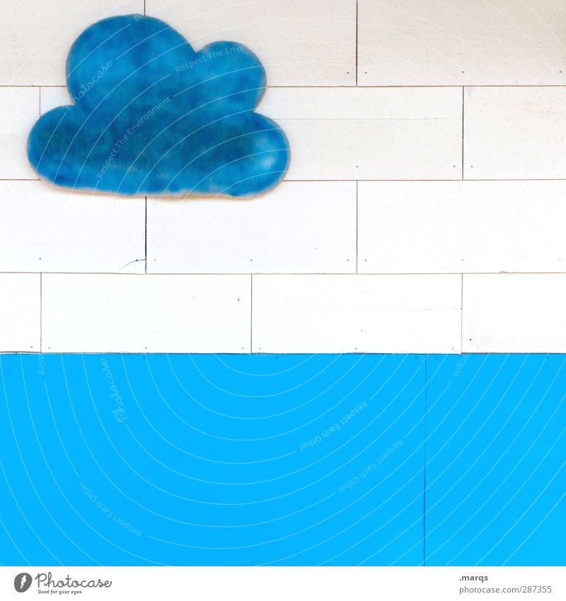 Happy Birthday Photocase Stil Design Mauer Wand Fassade Wolken Zeichen außergewöhnlich einfach schön blau weiß Farbe Comic Farbfoto Außenaufnahme Nahaufnahme
