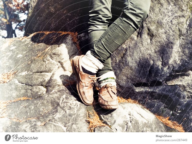 Wanderlust Ausflug Abenteuer Freiheit Expedition Berge u. Gebirge wandern Beine 1 Mensch Natur Landschaft Sonnenlicht Sommer Herbst Baum Felsen Alpen Hose