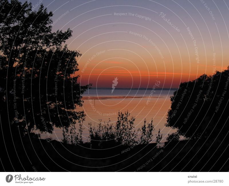 Gardasee See Sonnenuntergang ruhig Ferien & Urlaub & Reisen Sommer rot Abenddämmerung orange