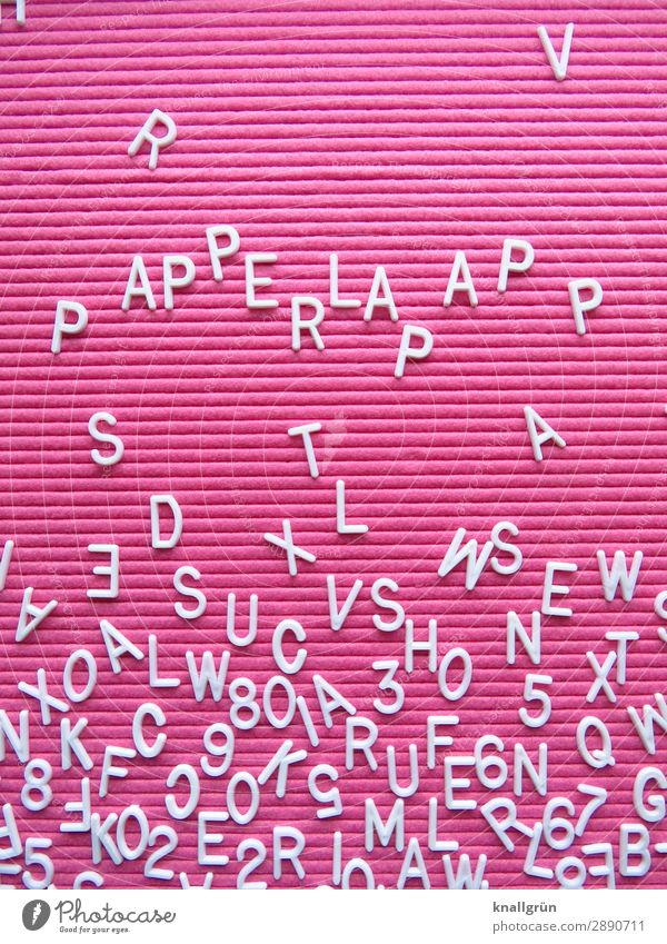 PAPPERLAPAPP Schriftzeichen Kommunizieren lustig rosa weiß Gefühle dumm Konflikt & Streit Geschwätz unsinnig abweisend Papperlapapp Farbfoto Studioaufnahme