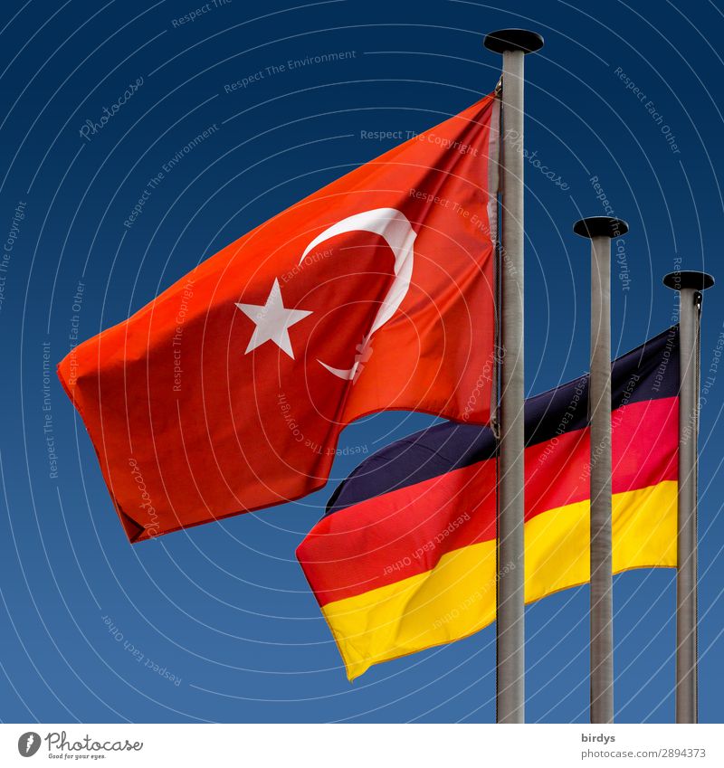 Türkei - Deutschland eine Schicksalsgemeinschaft Zeichen Fahne ästhetisch authentisch Zusammensein einzigartig positiv blau gold rot schwarz weiß Macht