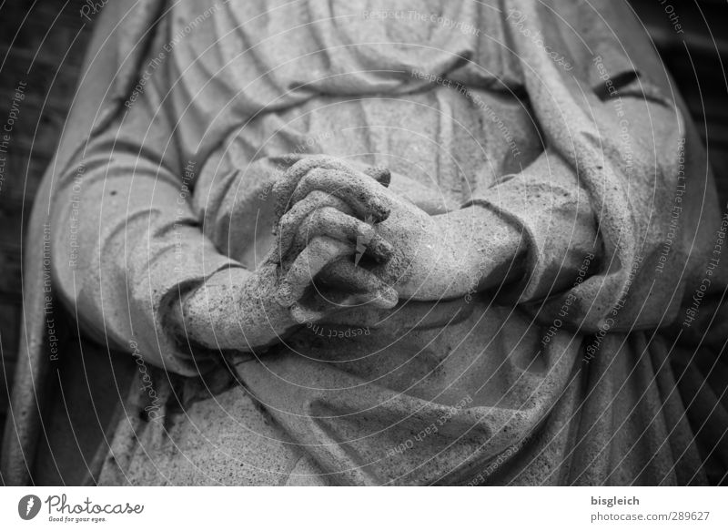 Betende Hände Mensch feminin Arme Hand 1 Kunst Skulptur Stein grau ruhig Hoffnung Glaube Gebet Maria Schwarzweißfoto Außenaufnahme
