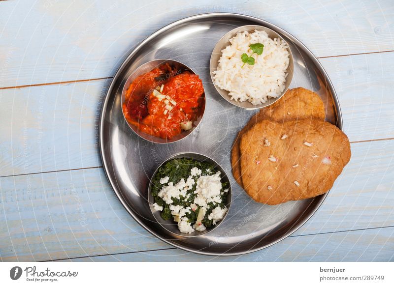 delhi delight Lebensmittel Fleisch Käse Suppe Eintopf Asiatische Küche Teller Schalen & Schüsseln Billig gut rein Foodfotografie Indien thali Reis Brot hühnchen