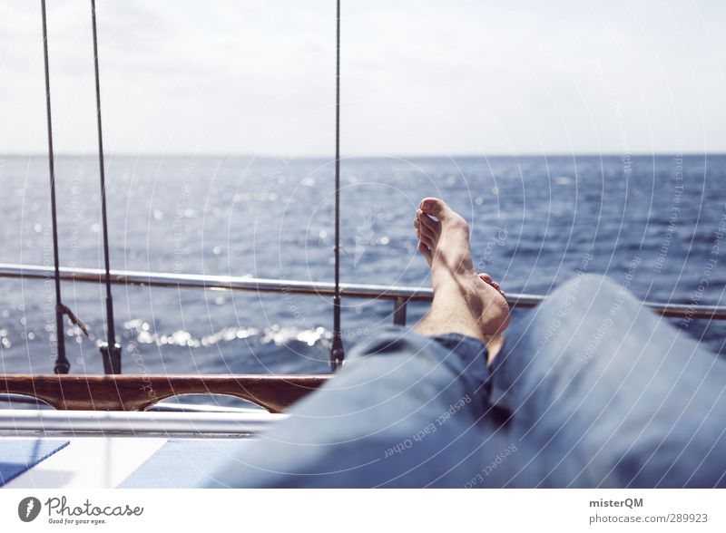 Moving Silence. Lifestyle Freizeit & Hobby ästhetisch Segelboot Segeln Schifffahrt Wasserfahrzeug Segelschiff Meer Meerwasser Meeresspiegel Horizont blau