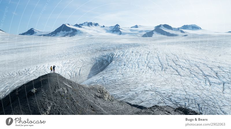 Gletscherfeld in Alaska Ausflug Abenteuer Ferne Freiheit Expedition Winter Schnee Winterurlaub Berge u. Gebirge wandern Paar Partner 2 Mensch Natur Landschaft