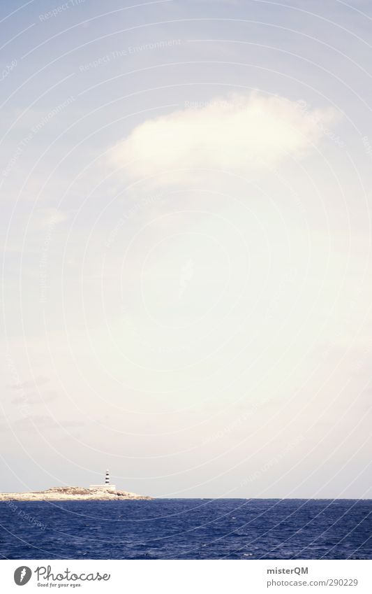 Land in Sicht. Kunst ästhetisch Insel Leuchtturm Ibiza Meer Wellengang Festland Küste Strand Wolken Himmel (Jenseits) Ferien & Urlaub & Reisen Urlaubsfoto