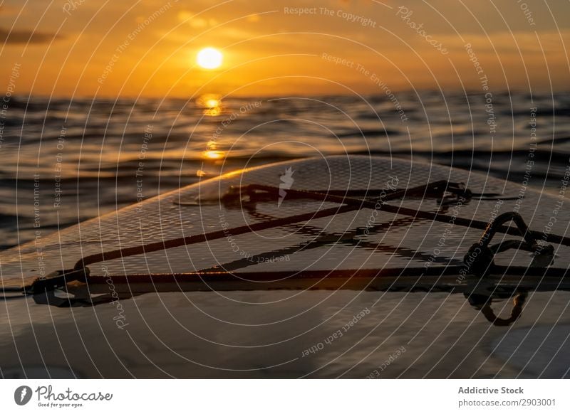 Sonnenuntergang über dem Meer vom Paddelbrett aus Himmel Abend Freizeit & Hobby Erholung Aussicht Wasser Natur Sport Menschenleer Gerät nass Rippeln
