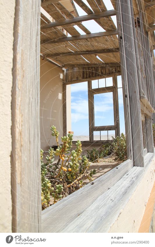 Old Villa Kolmanskop Kolmannskuppe Lüderitz Namibia Afrika Menschenleer Haus Ruine Fenster Einsamkeit Natur Ferne offen Holz Holzfenster verfallen verwittert