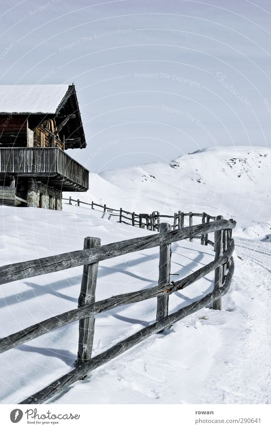 Huette Umwelt Natur Landschaft Schönes Wetter Eis Frost Schnee Alpen Berge u. Gebirge Haus Einfamilienhaus Traumhaus Hütte Bauwerk Gebäude Architektur