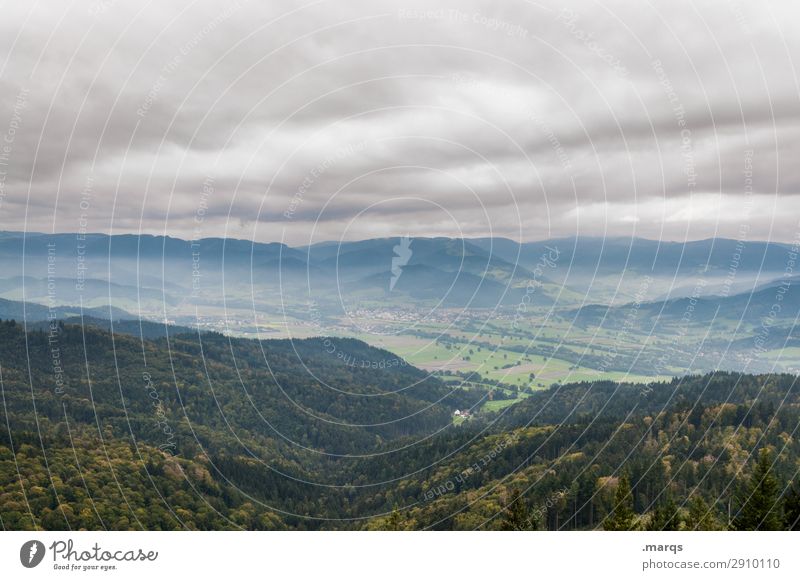 Rheintal wandern Natur Landschaft Gewitterwolken Sommer Herbst schlechtes Wetter Unwetter Wald Hügel Stimmung Tal Farbfoto Außenaufnahme Menschenleer