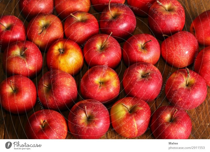 Rote Äpfel rot schön Apfel Hintergrundbild Tisch Frucht Natur Lebensmittel natürlich frisch Konzepte & Themen Konzert organisch roh lecker saftig süß Farbe