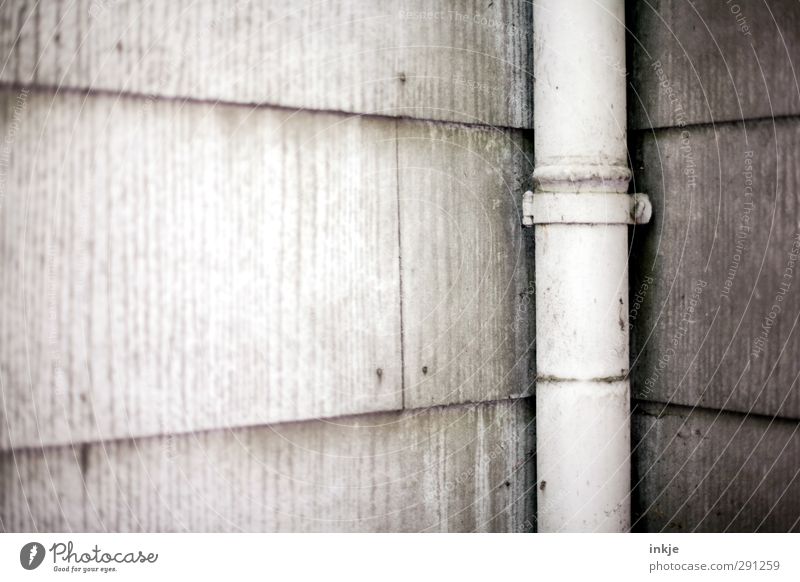 Schäm Dich! Abwasser Menschenleer Mauer Wand Fassade Regenrohr Silikat-Mineral Plattenbau alt dreckig hässlich grau Scham Verfall gesundheitsschädlich