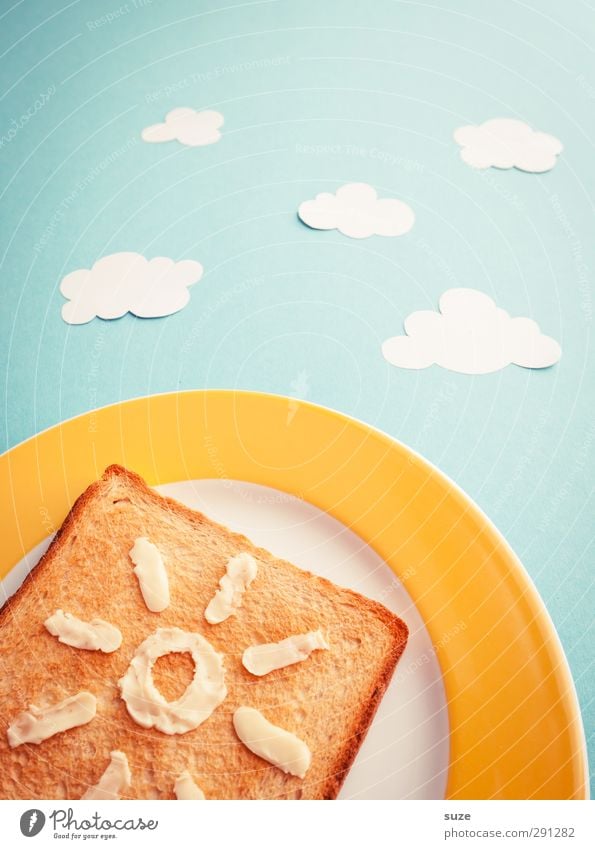 Toast Hawaii Lebensmittel Ernährung Frühstück Picknick Bioprodukte Vegetarische Ernährung Teller Stil Design Gesundheit Gesunde Ernährung Sonne Himmel Wolken
