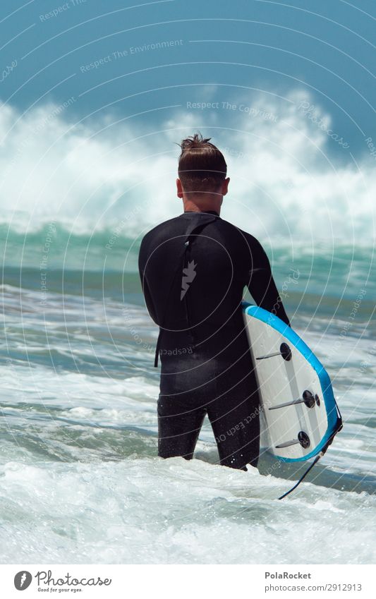 #A# Lernen 1 Mensch ästhetisch Meer Wellen Wellengang Surfen Surfer Surfbrett Surfschule Fuerteventura Farbfoto mehrfarbig Außenaufnahme Detailaufnahme
