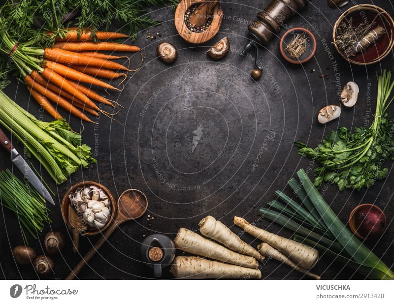 Verschiedene Bio Bauernhof Gemüse Rahmen Lebensmittel Kräuter & Gewürze Ernährung Bioprodukte Vegetarische Ernährung Diät Geschirr kaufen Stil Design