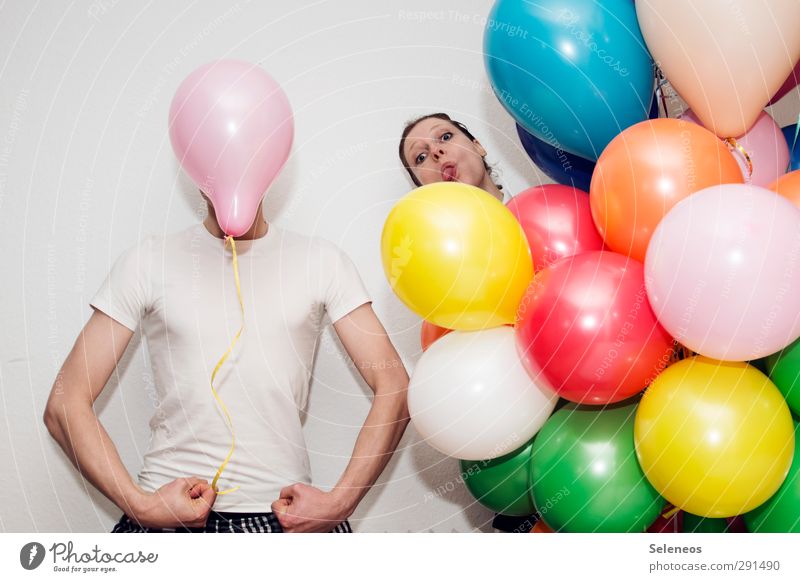 *600* Jubeläum Freizeit & Hobby Spielen Mensch maskulin feminin Frau Erwachsene Mann Körper Gesicht Arme 2 T-Shirt Hemd Luftballon Feste & Feiern trashig