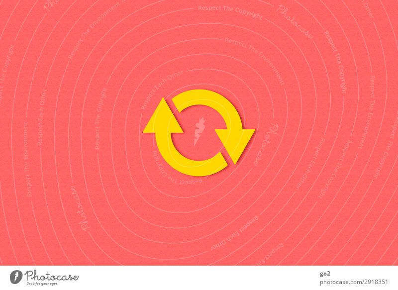 Kreislauf Zeichen Pfeil ästhetisch einfach rund gelb rot Beginn Zufriedenheit Bewegung Mittelpunkt Schwerpunkt Unendlichkeit Wandel & Veränderung Zeit kreislauf