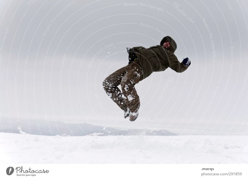 Schneefall Ausflug Abenteuer Winterurlaub Mensch maskulin Erwachsene 1 Natur Urelemente Eis Frost fallen fliegen springen außergewöhnlich kalt verrückt Freude