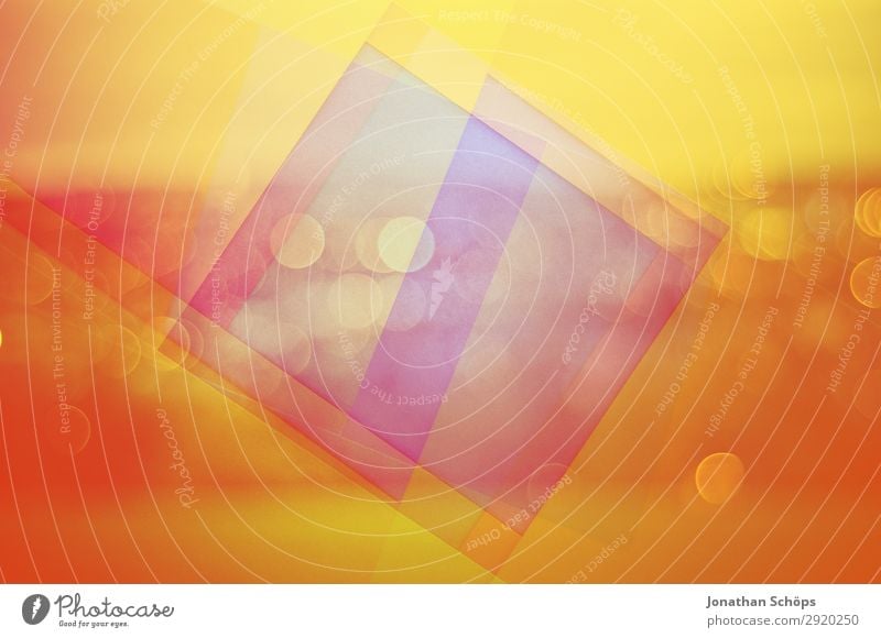grafisches Hintergrundbild mit Bokeh und Papier ästhetisch blau mehrfarbig gelb rot Optimismus Experiment abstrakt graphisch Warme Farbe Rahmen Farbfoto