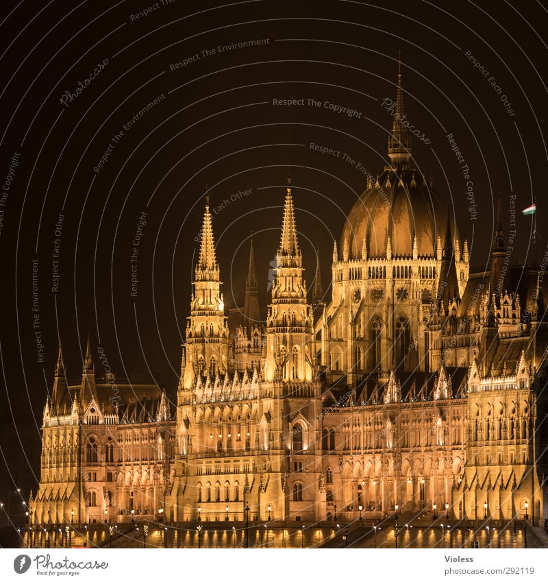nicht alles gold was...... Hafenstadt Parlament Wahrzeichen Bekanntheit Macht neogotisch Budapest Farbfoto Nacht Langzeitbelichtung