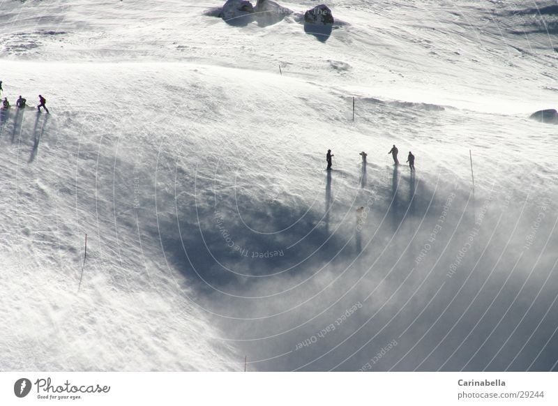 Engstligenalp Skifahren Skipiste Sport Windsturm Berge u. Gebirge Schnee
