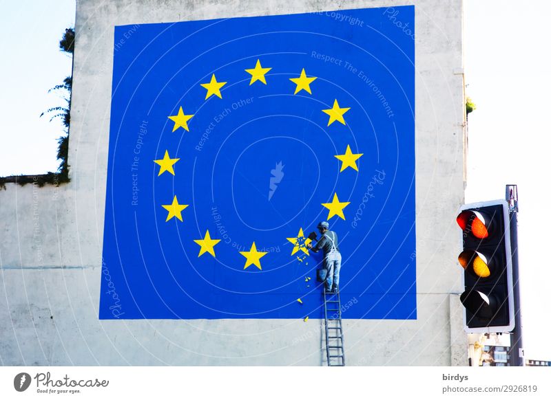 wird`s noch was ? Dover England Ampel Leiter Zeichen Verkehrszeichen Graffiti Eurozeichen Europafahne Stern (Symbol) Arbeit & Erwerbstätigkeit authentisch