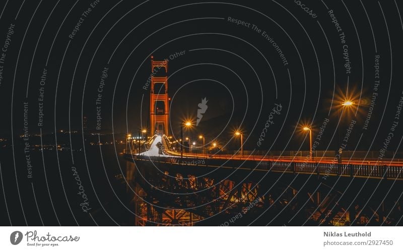 Golden Gate Nacht Lichtspuren Ferien & Urlaub & Reisen Tourismus Sightseeing Städtereise San Francisco San Francisco Bay Stadt Menschenleer Sehenswürdigkeit