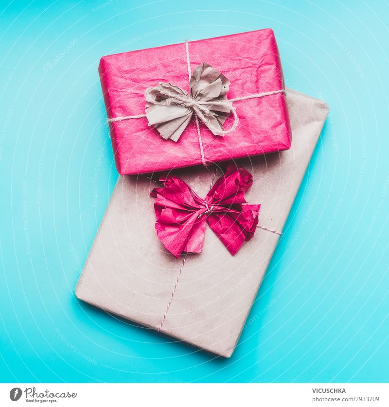 Geschenke auf blaue Hintergrund Design Freude Veranstaltung Feste & Feiern Papier Verpackung Dekoration & Verzierung trendy rosa greeting present wrapping paper