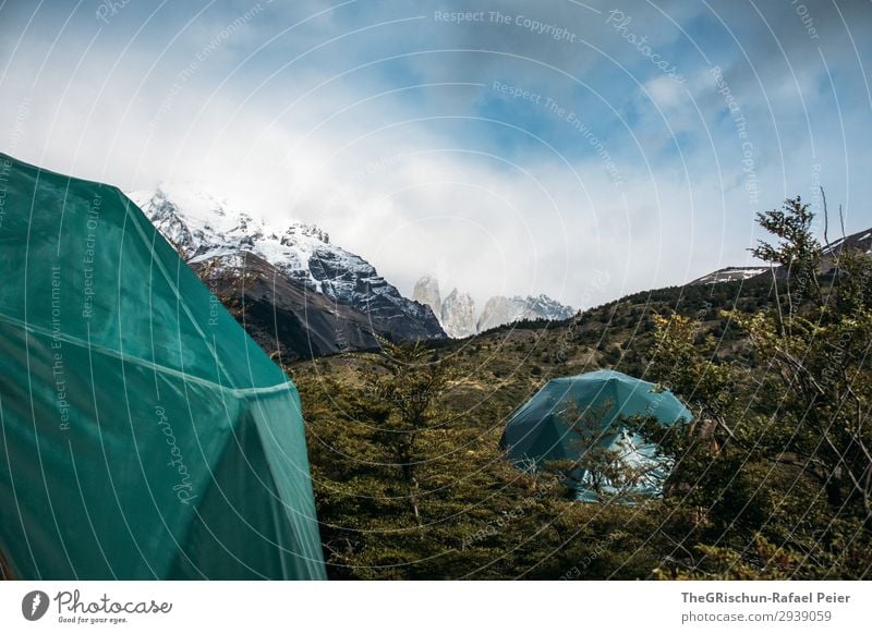 Camping - Torres del Paine Nationalpark - Eco-Camp Umwelt Natur Landschaft grau grün türkis Zelt Torres del  Paine Berge u. Gebirge eco-camp schlafen Unterkunft