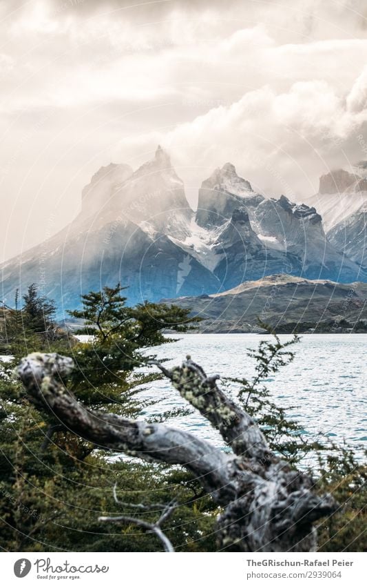 Cerro Paine Grande Umwelt Natur Landschaft blau braun schwarz silber weiß Chile Patagonien Berge u. Gebirge Torres del Paine NP beeindruckend dramatisch