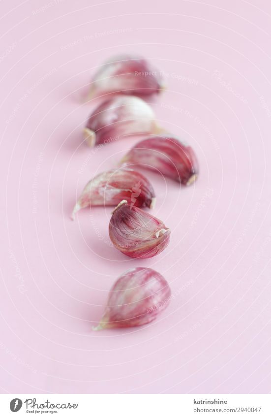 Frischer Knoblauch auf hellrosa Hintergrund Gemüse Kräuter & Gewürze Vegetarische Ernährung frisch Verfall Knolle ingrerient Gewürznelke Pastell Lebensmittel