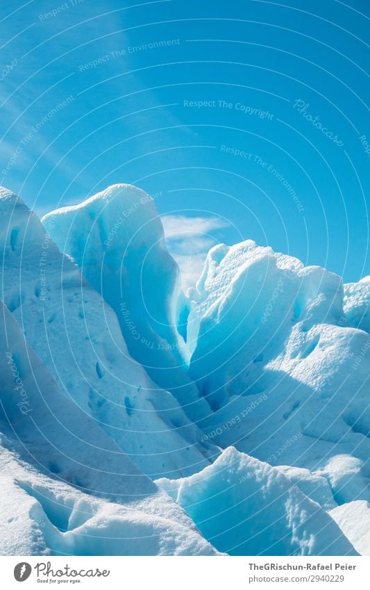 Gletscher-Skulpturen Umwelt Natur blau türkis weiß Schnee Eis Gletscherwanderung Perito Moreno Gletscher Schatten Licht Kontrast Blauer Himmel Argentinien