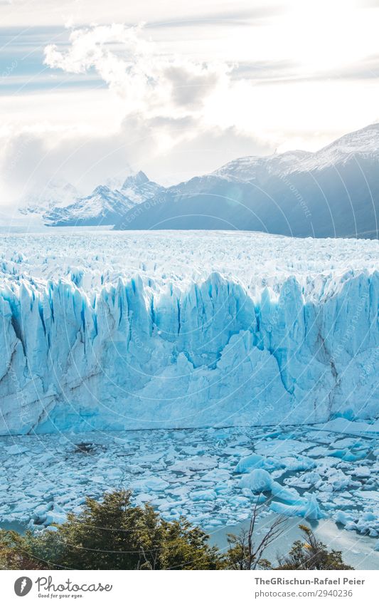 Perito Moreno Gletscher Natur blau türkis weiß Schatten Licht Gegenlicht Sonnenuntergang Eis Schnee Eisscholle brechen Riss Berge u. Gebirge Argentinien