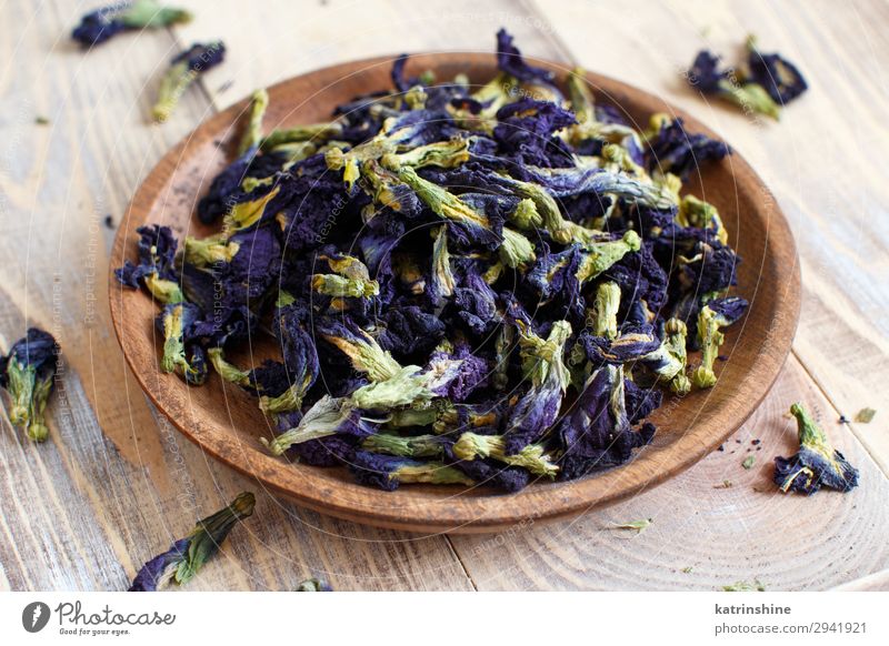 Getrocknete blaue Schmetterlingserbsenblüten Vegetarische Ernährung Tee Teller Schalen & Schüsseln Blume Holz natürlich blaues Streichholz Trockenblumen