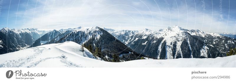 das letzte winterbild Landschaft Winter Schönes Wetter Schnee Berge u. Gebirge Schneebedeckte Gipfel blau Abenteuer Farbfoto Außenaufnahme Textfreiraum links