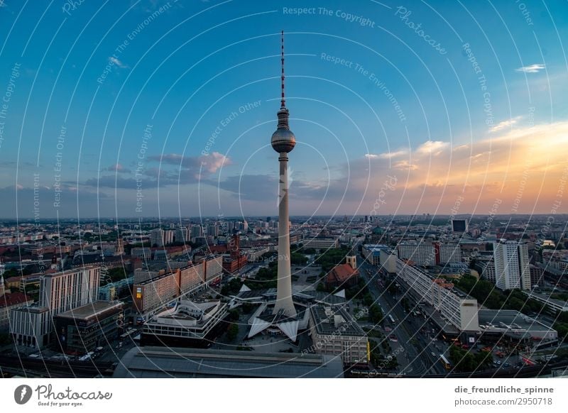 Sonnenuntergang am Fernsehturm I Aussicht Berlin Berliner Fernsehturm Panorama (Aussicht) Hauptstadt Stadt Himmel Architektur Turm Alexanderplatz